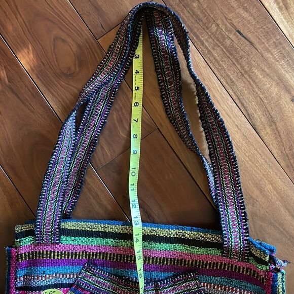 NWOT Multicolor Woven Zip Top Tote - Picture 4 of 7